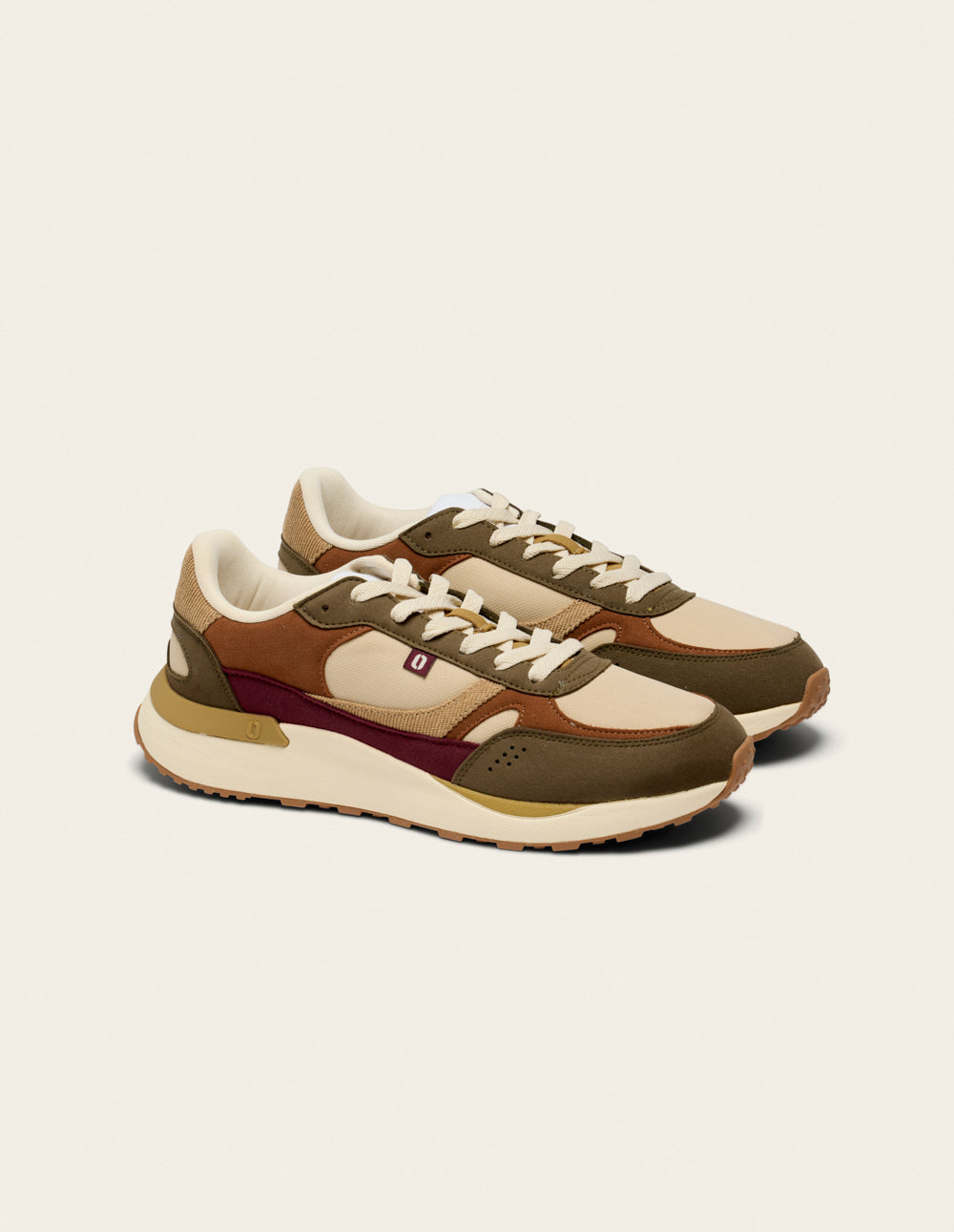 Anael Low Sneakers - Khaki Hazelnut Ecru