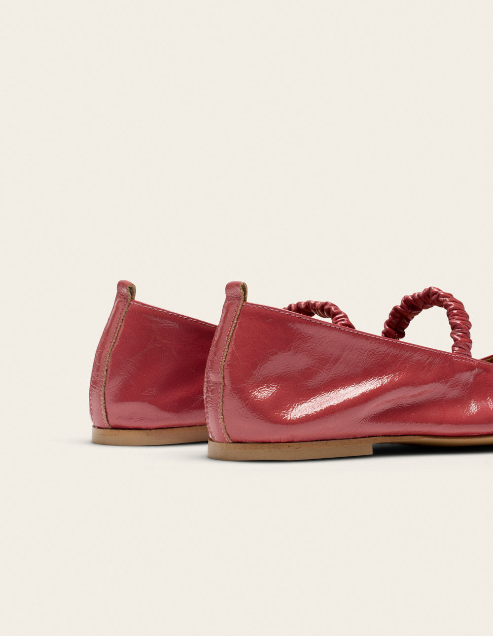 Ballerines Serra - Cuir Plissé Verni Rose - Femme