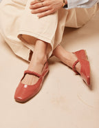 Ballerines Serra - Cuir Plissé Verni Rose - Femme