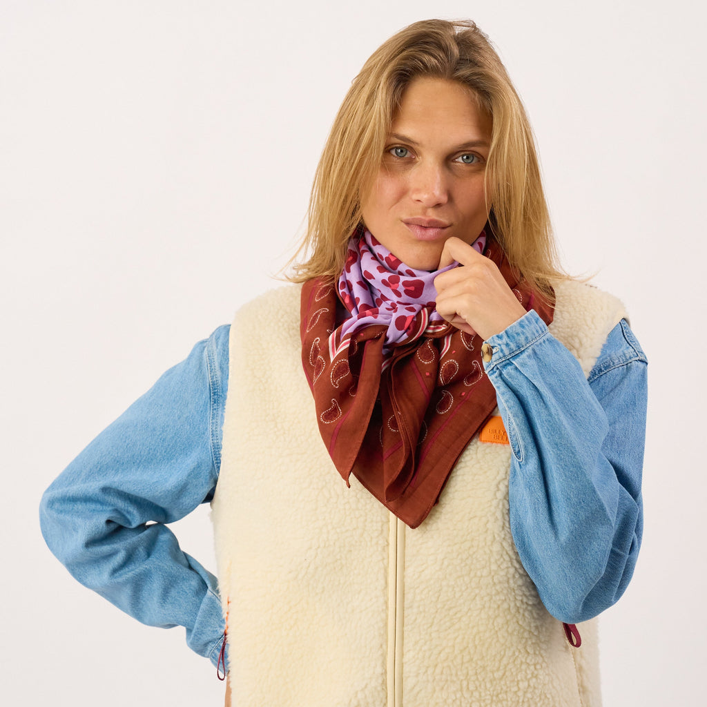 Suzanne Women's 100% Organic Cotton Scarf - Purple and Burgundy