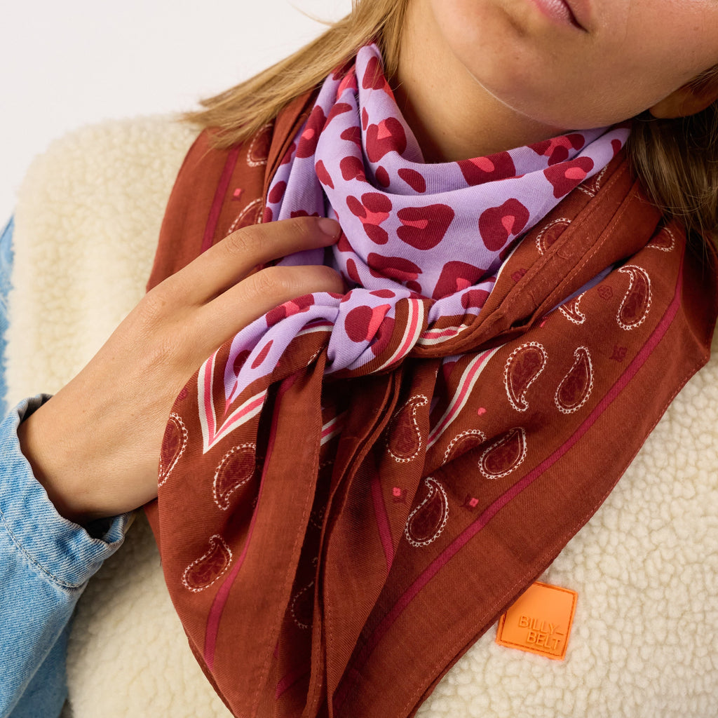 Suzanne Women's 100% Organic Cotton Scarf - Purple and Burgundy