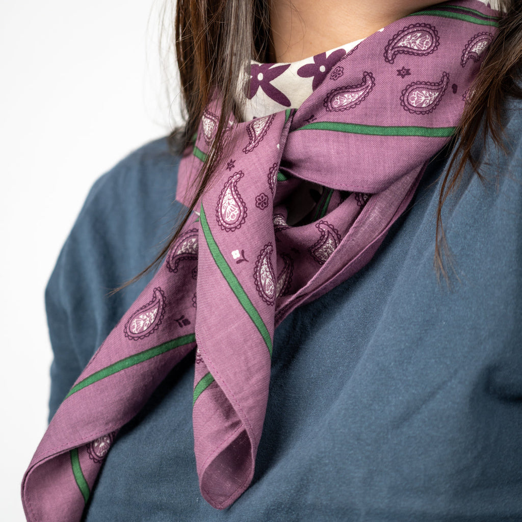 Pañuelo Para Mujer 100% Algodón Orgánico Servane - Violeta Y Beis