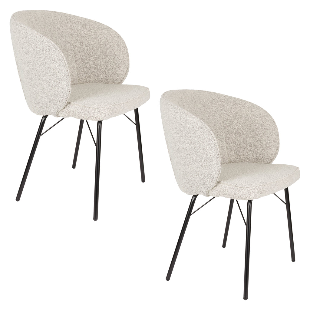 Joa - Set of 2 Dining Chairs - Polyester - Beige