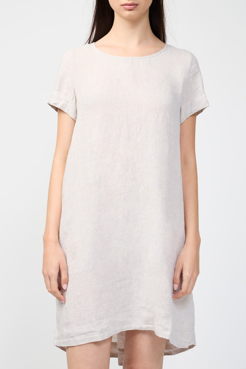 Pleated-Back Straight Dress - Wheat - Women