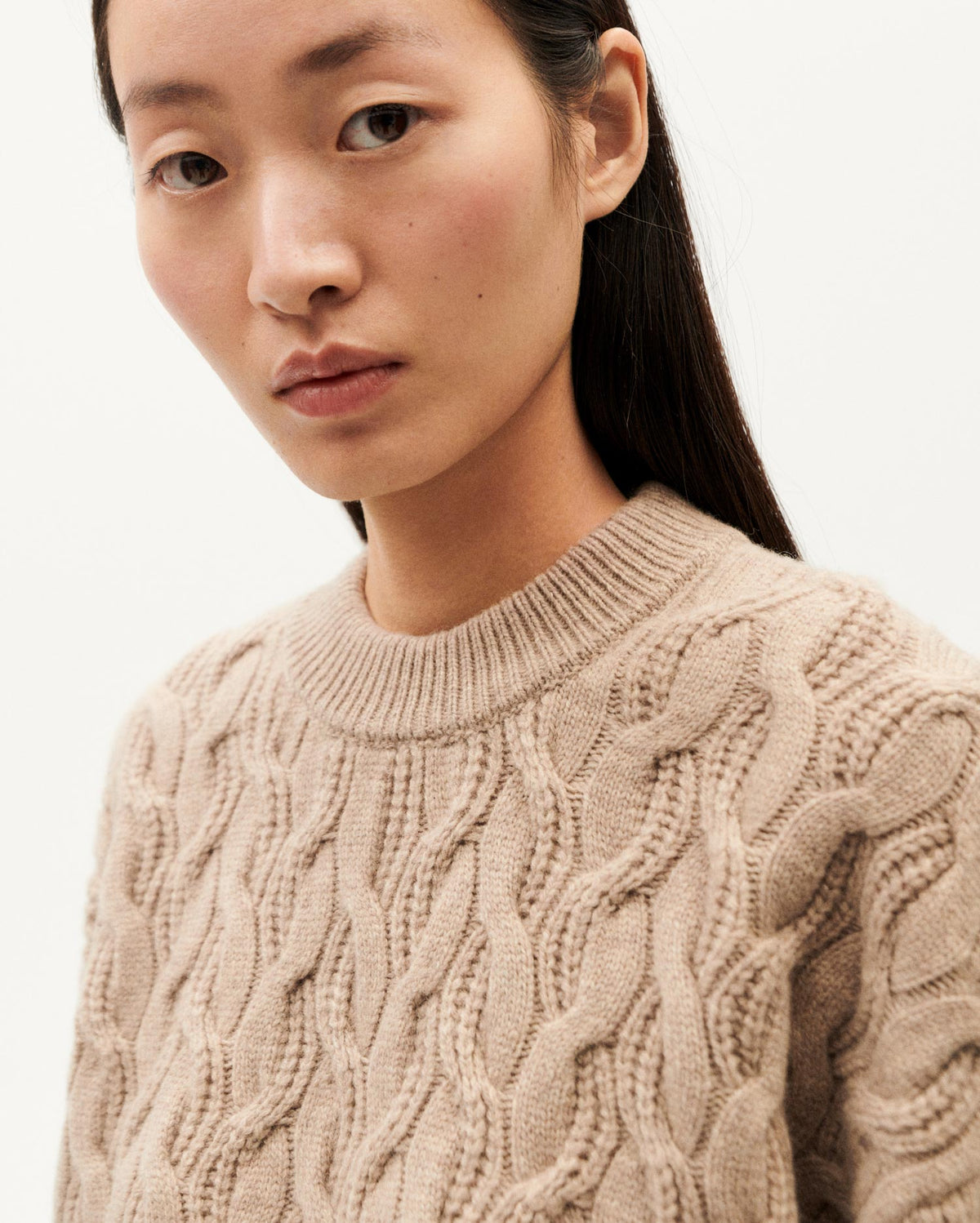 Carmen Cable-Knit Wool Jumper - Beige