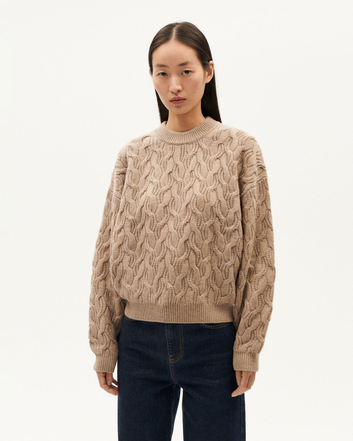 Carmen Cable-Knit Wool Jumper - Beige
