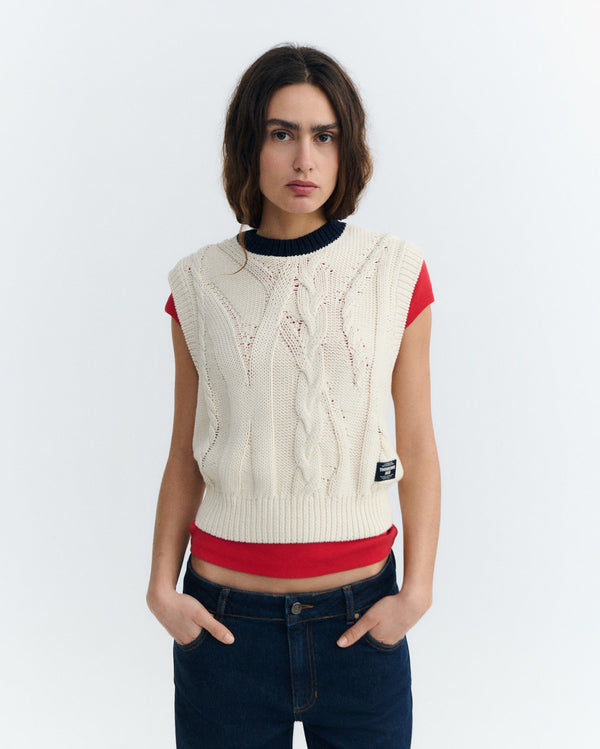 Aria sustainable raw knit waistcoat - 2