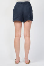 Short En Lin Léger Teint Garmet - Bleu Pétrole - Femme