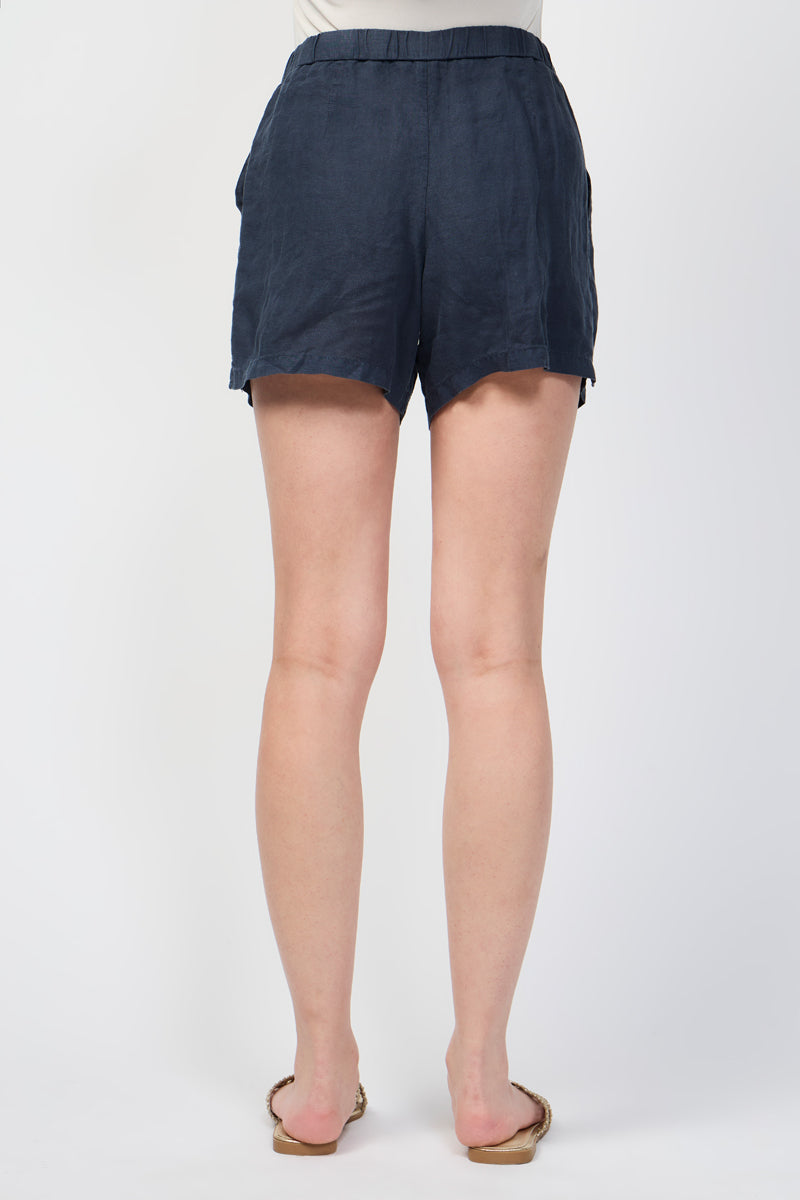 Short En Lin Léger Teint Garmet - Bleu Pétrole - Femme