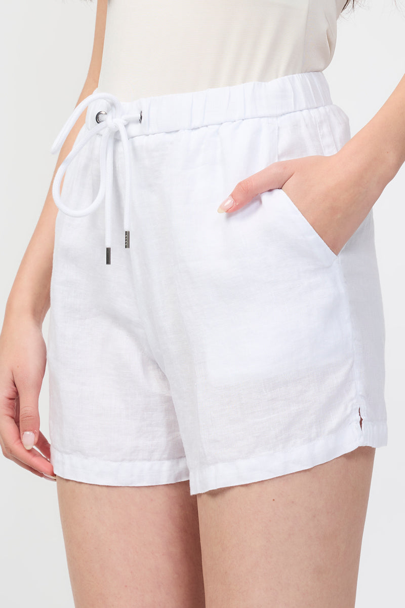 Shorts de lino ligero teñidos con garmet - Blanco - Mujer