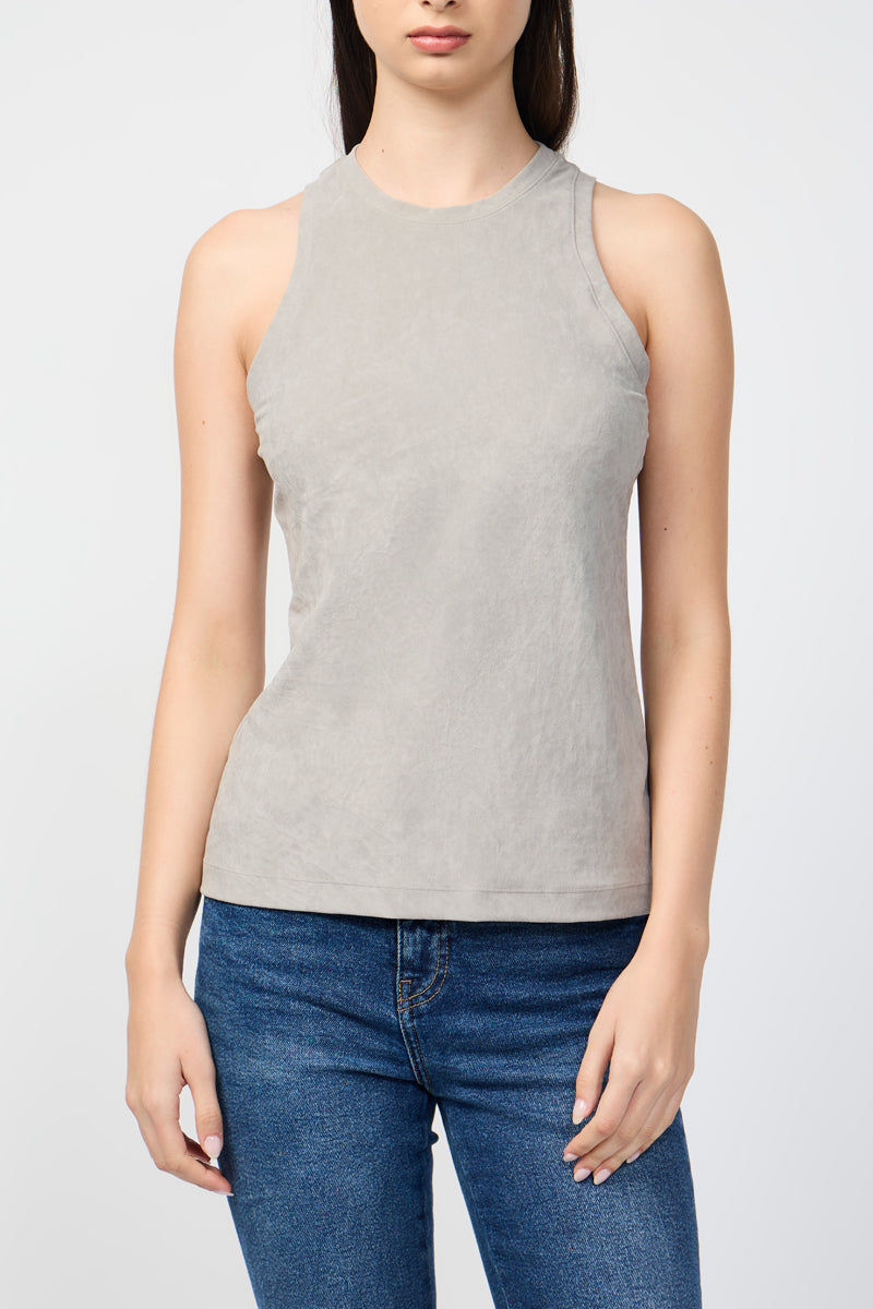 Cut Away Stretch Velvet Tank - Dapple - Femme