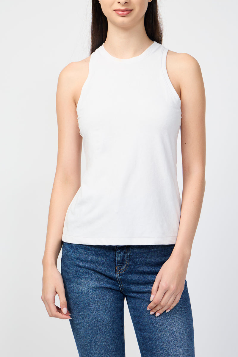 Débardeur Cut Away Stretch Velvet Tank - Talc - Femme