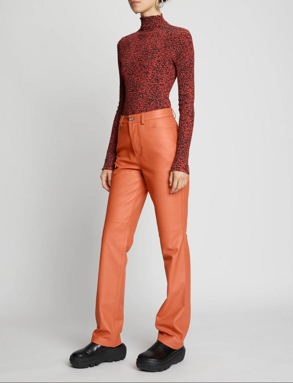 Proenza Schouler - Leather Straight Pants - Terracotta - Mujer