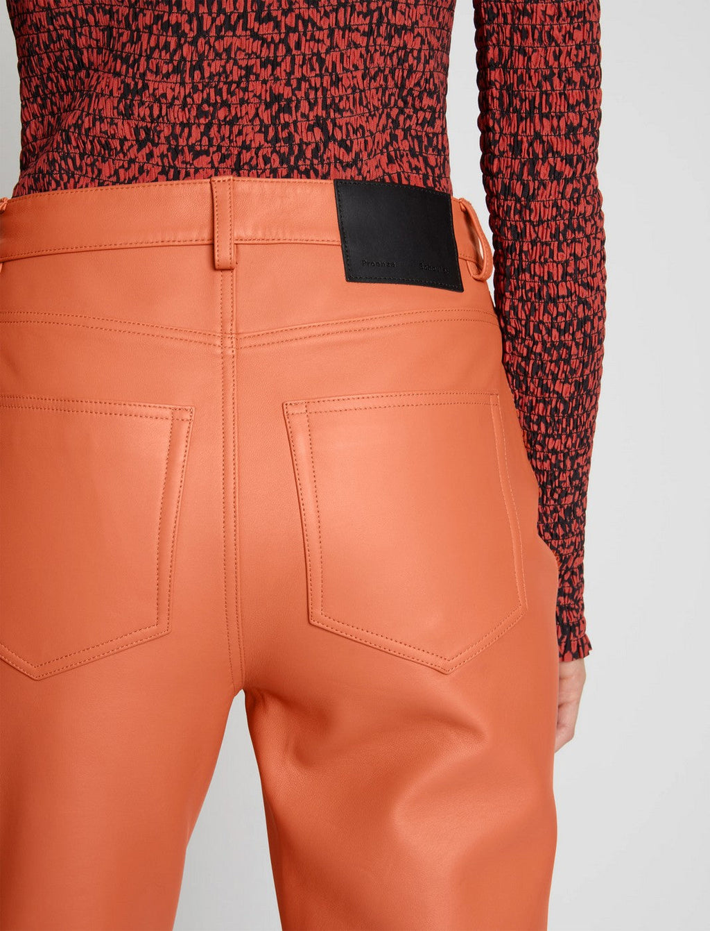 Proenza Schouler - Leather Straight Pants - Terracotta - Mujer