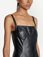 Proenza Schouler - Drop Waist Faux Leather Dress - Black - Femme