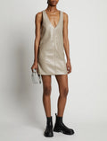 Proenza Schouler - Vinyl V-Neck Shift Dress - Fawn - Femme