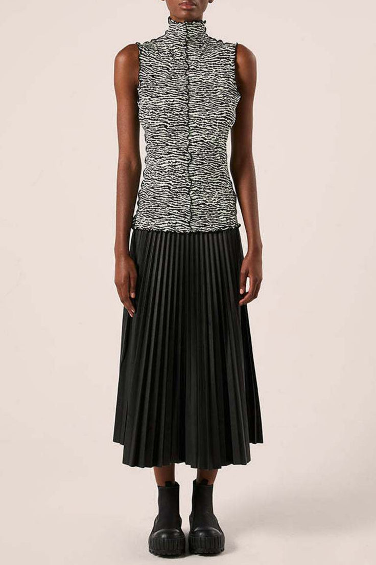 Proenza Schouler - Slinky Jersey Turtleneck Tanktop - Black/White/Jade - Women