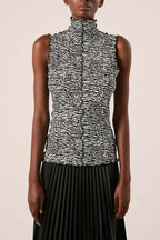 Proenza Schouler - Slinky Jersey Turtleneck Tanktop - Black/White/Jade - Women