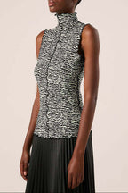 Proenza Schouler - Slinky Jersey Turtleneck Tanktop - Black/White/Jade - Women