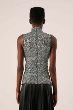 Proenza Schouler - Slinky Jersey Turtleneck Tanktop - Black/White/Jade - Women