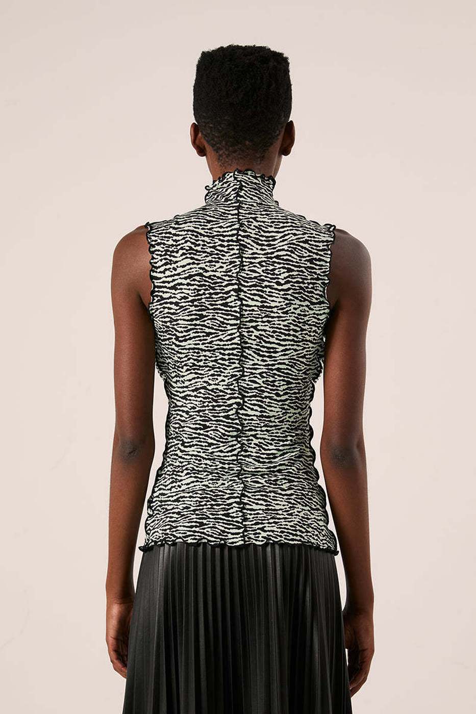 Proenza Schouler - Slinky Jersey Turtleneck Tanktop - Black/White/Jade - Women