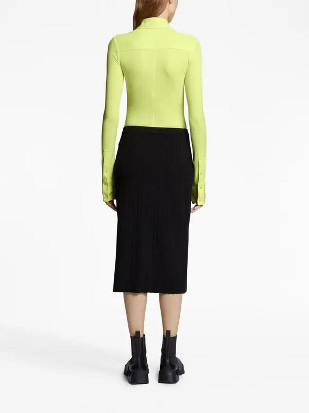 Proenza Schouler - Long Sleeve Jersey Button Top - Lime - Femme