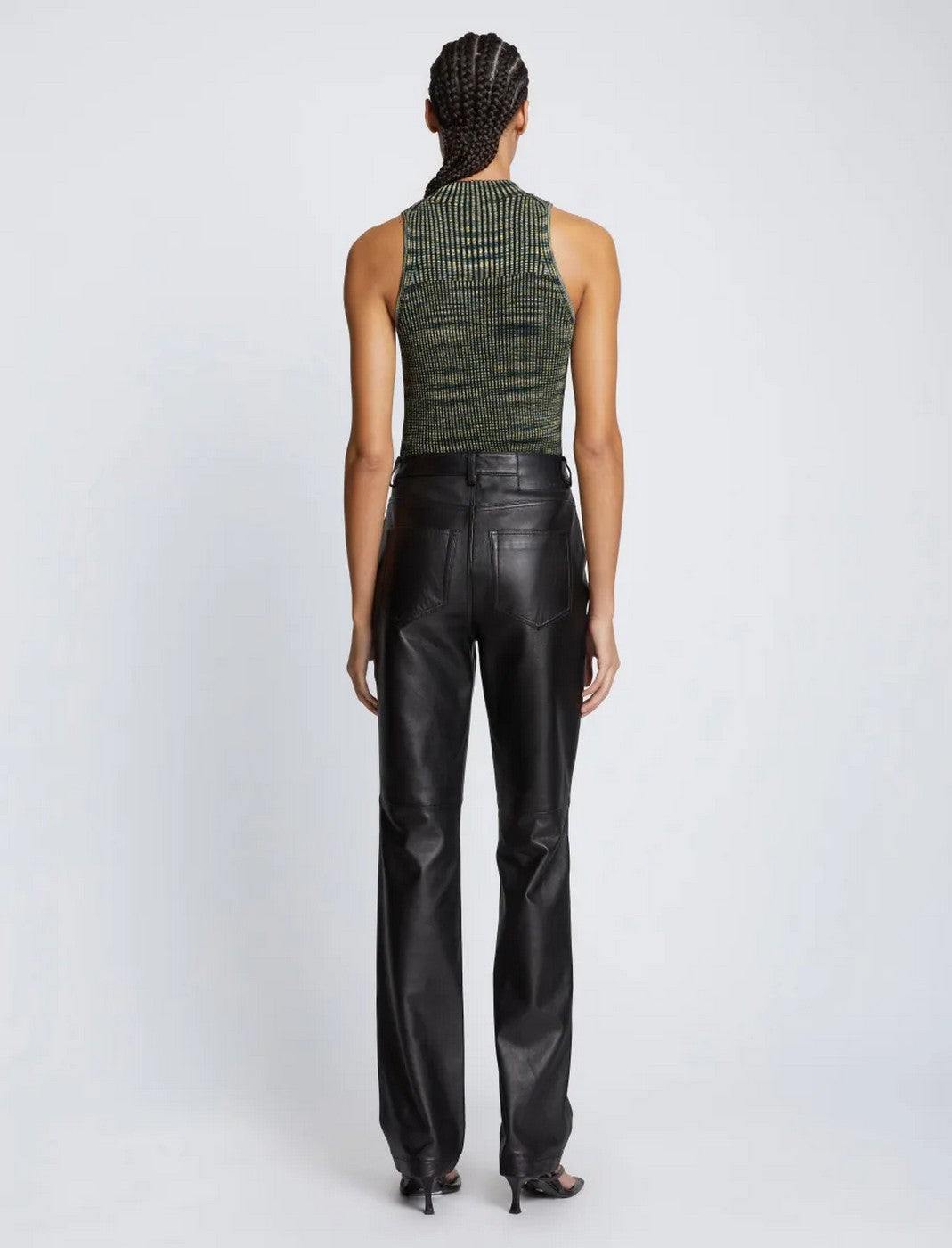 Proenza Schouler - Space Dye Mock Neck Tank Top - Navy/Lime/Black - Femme