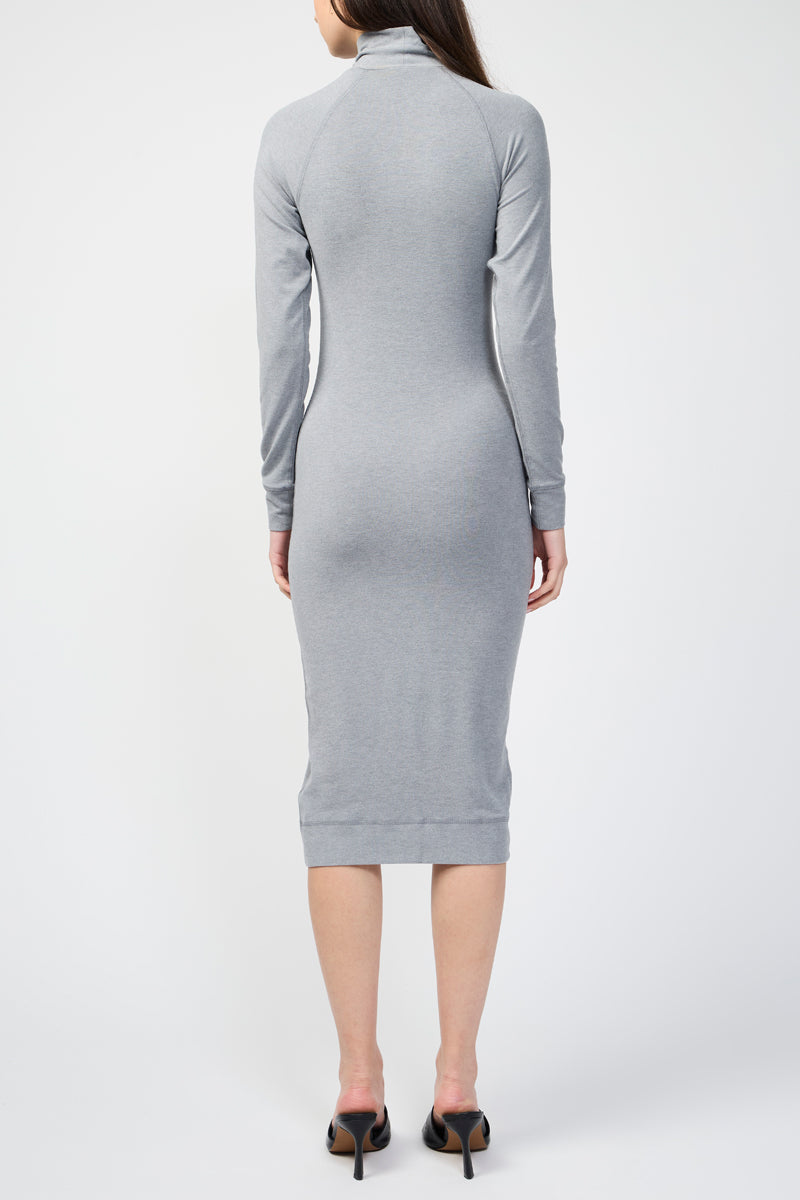 Robe Col Roulé En Micro-Suède - Gris Chiné - Femme