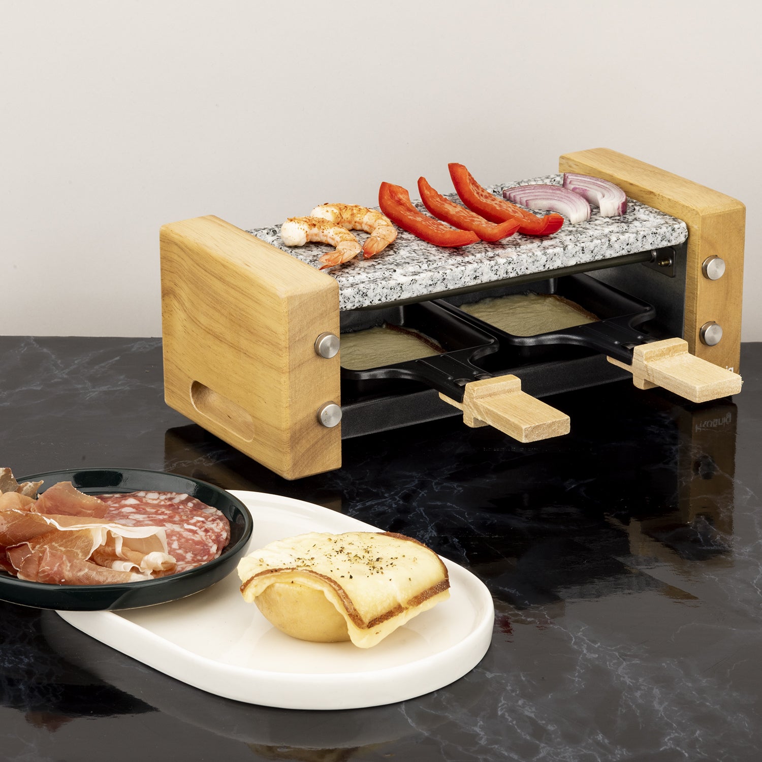 Raclette & Pierre À Cuire - 2 Personnes - Design Bois