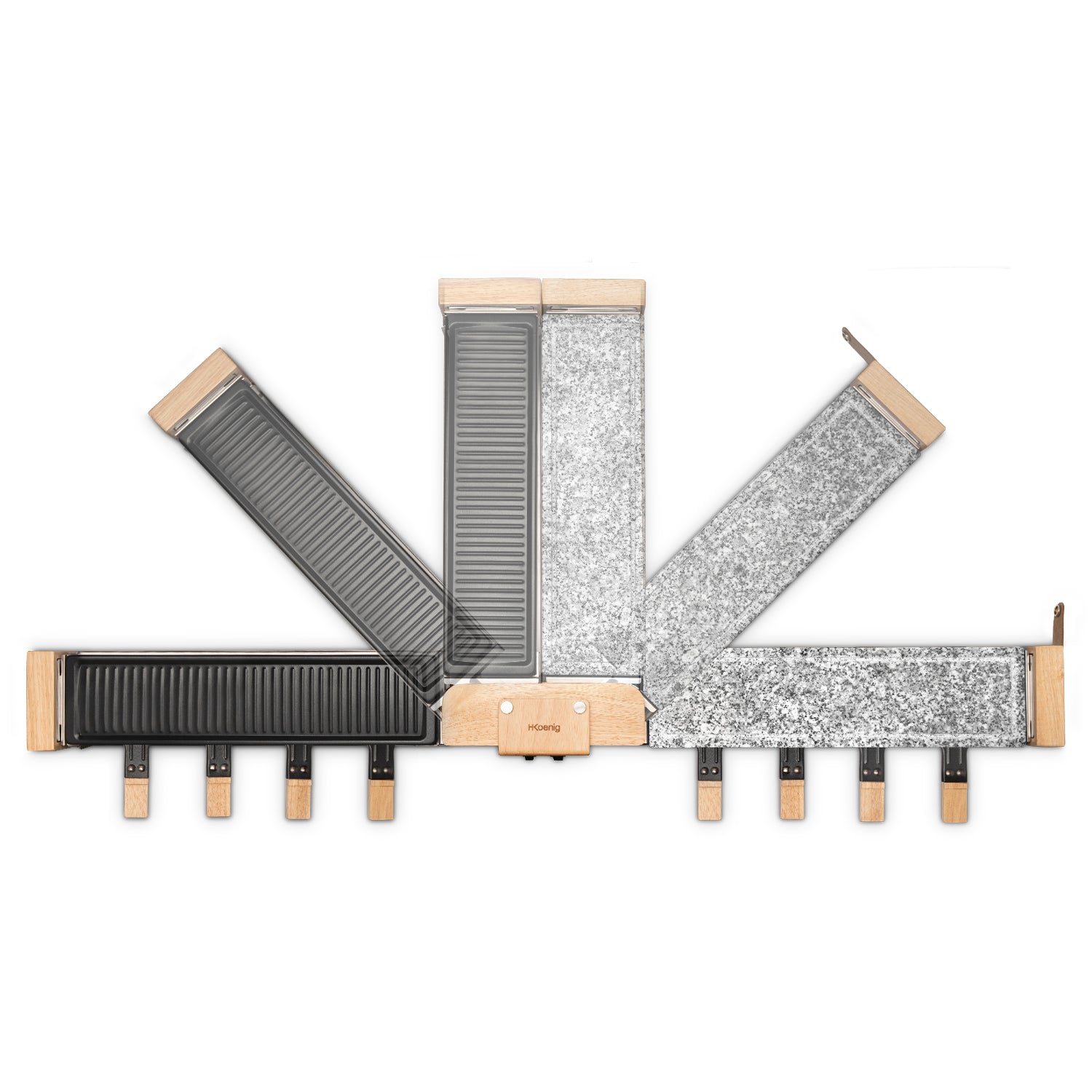 Raclette + Pierre À Cuire & Grill - Socle 180° - 8 Personnes - Design Bois