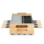 Raclette + Pierre À Cuire & Grill - Socle 180° - 8 Personnes - Design Bois