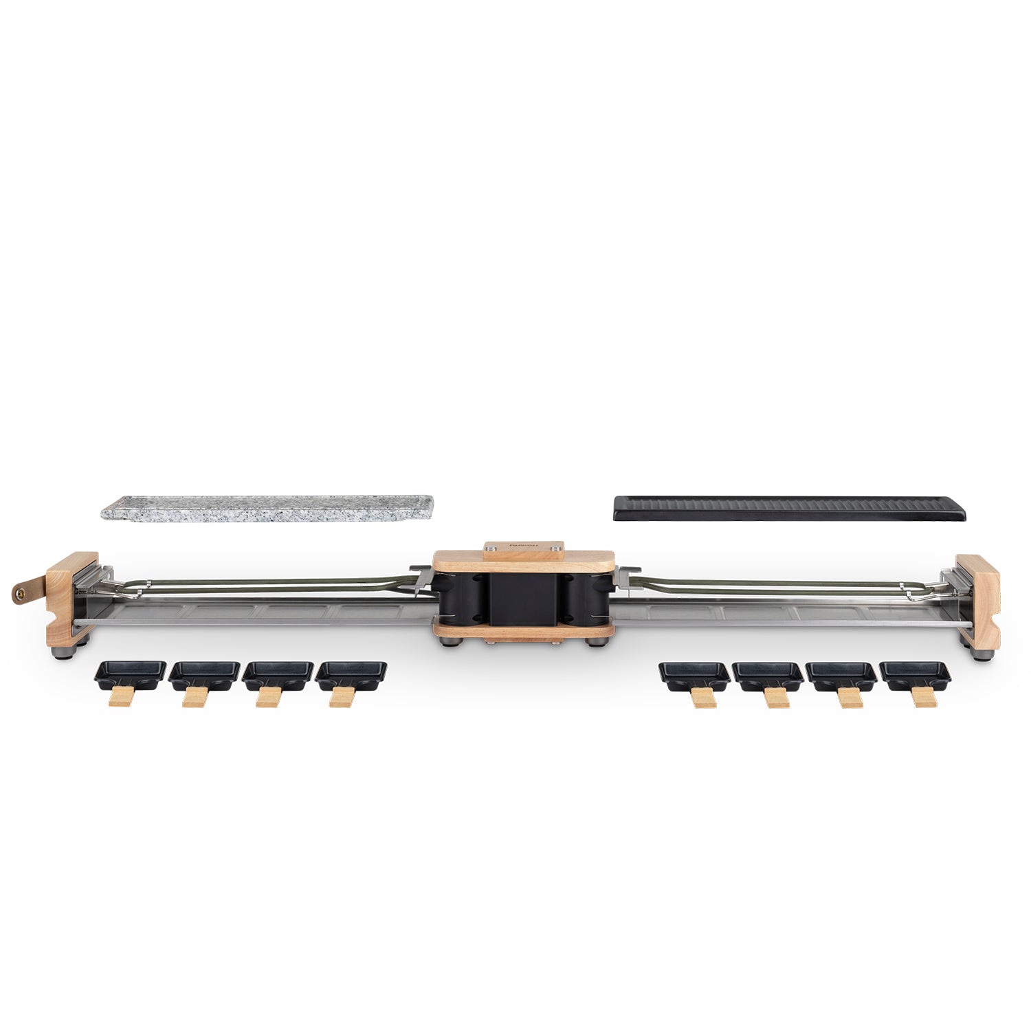 Raclette + Pierre À Cuire & Grill - Socle 180° - 8 Personnes - Design Bois