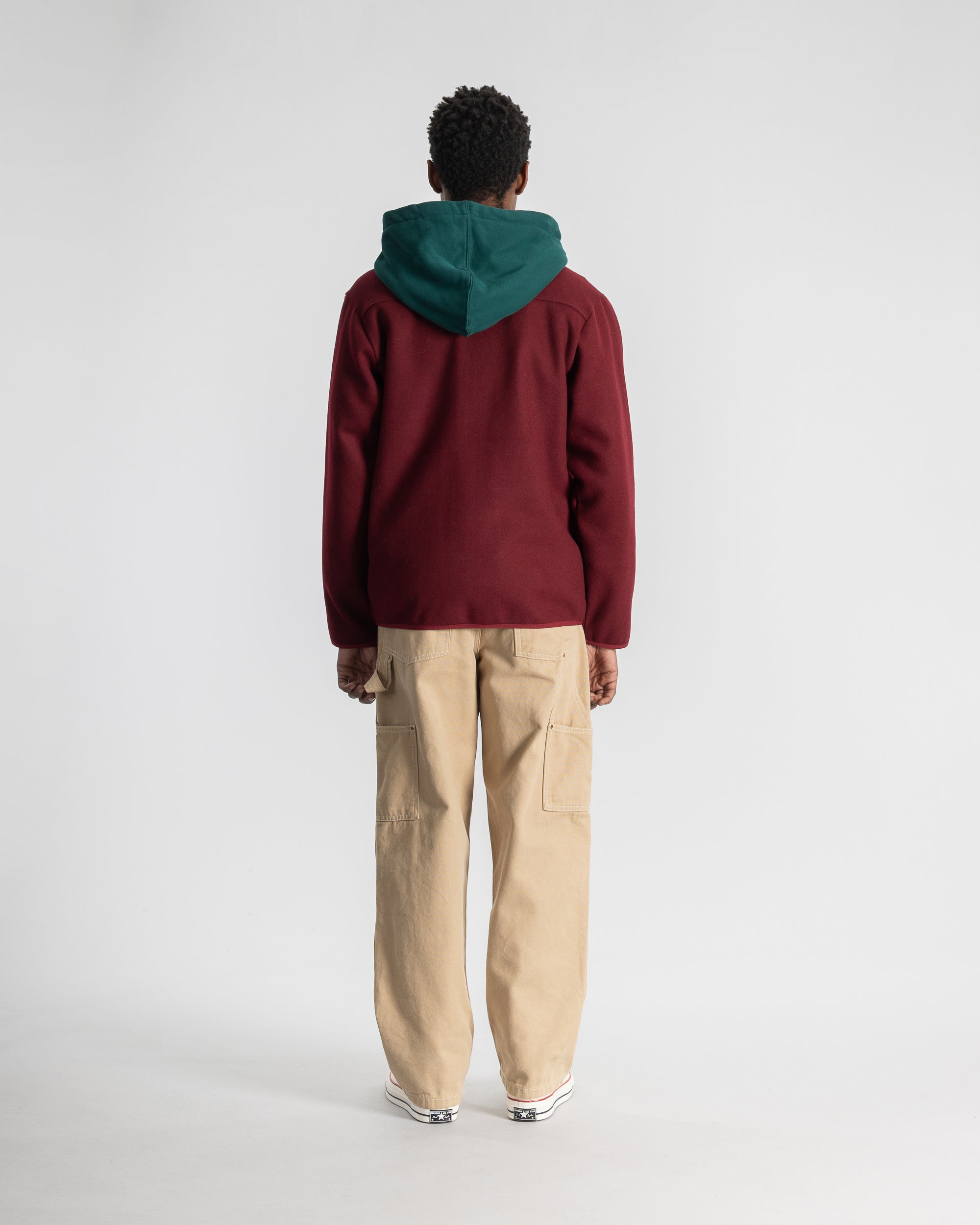 Wool Fleece Cardigan - Dark Red Heather