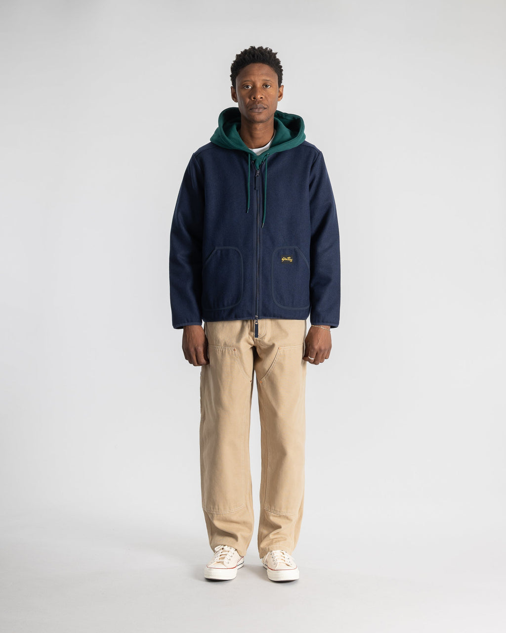 Wool Fleece Cardigan - Navy Heather