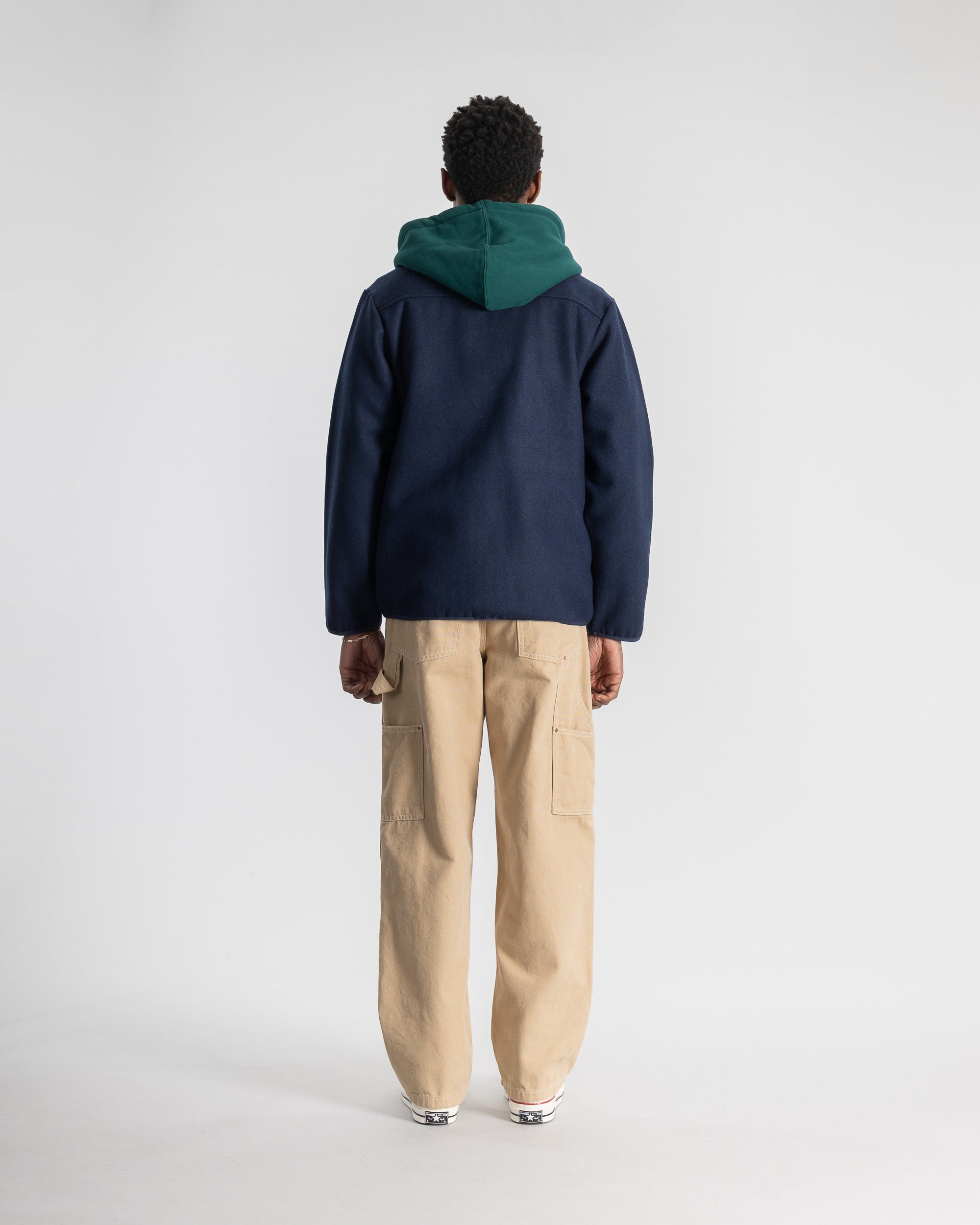 Wool Fleece Cardigan - Navy Heather