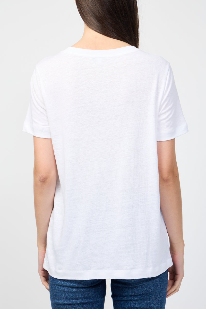 James Perse - Linen Jersey Pocket Tee - White - Women