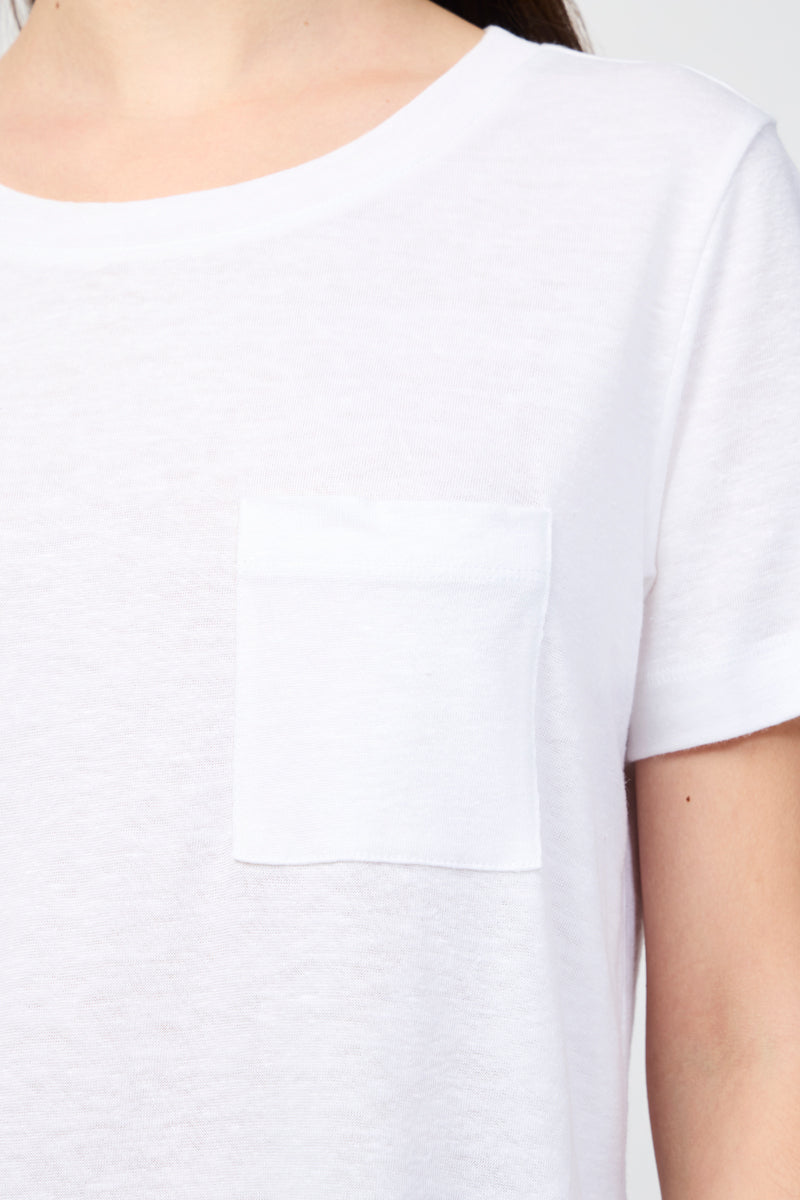 James Perse - Linen Jersey Pocket Tee - White - Women