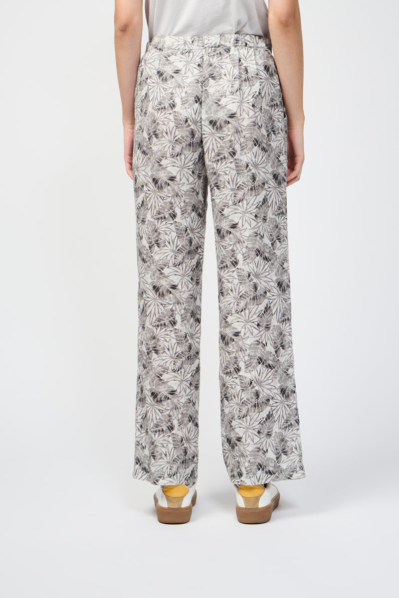 Pantalones anchos de lino Palm Leaf - Carbono - Mujer