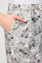 Short En Lin Imprimé Feuilles De Palmier - Carbone - Femme
