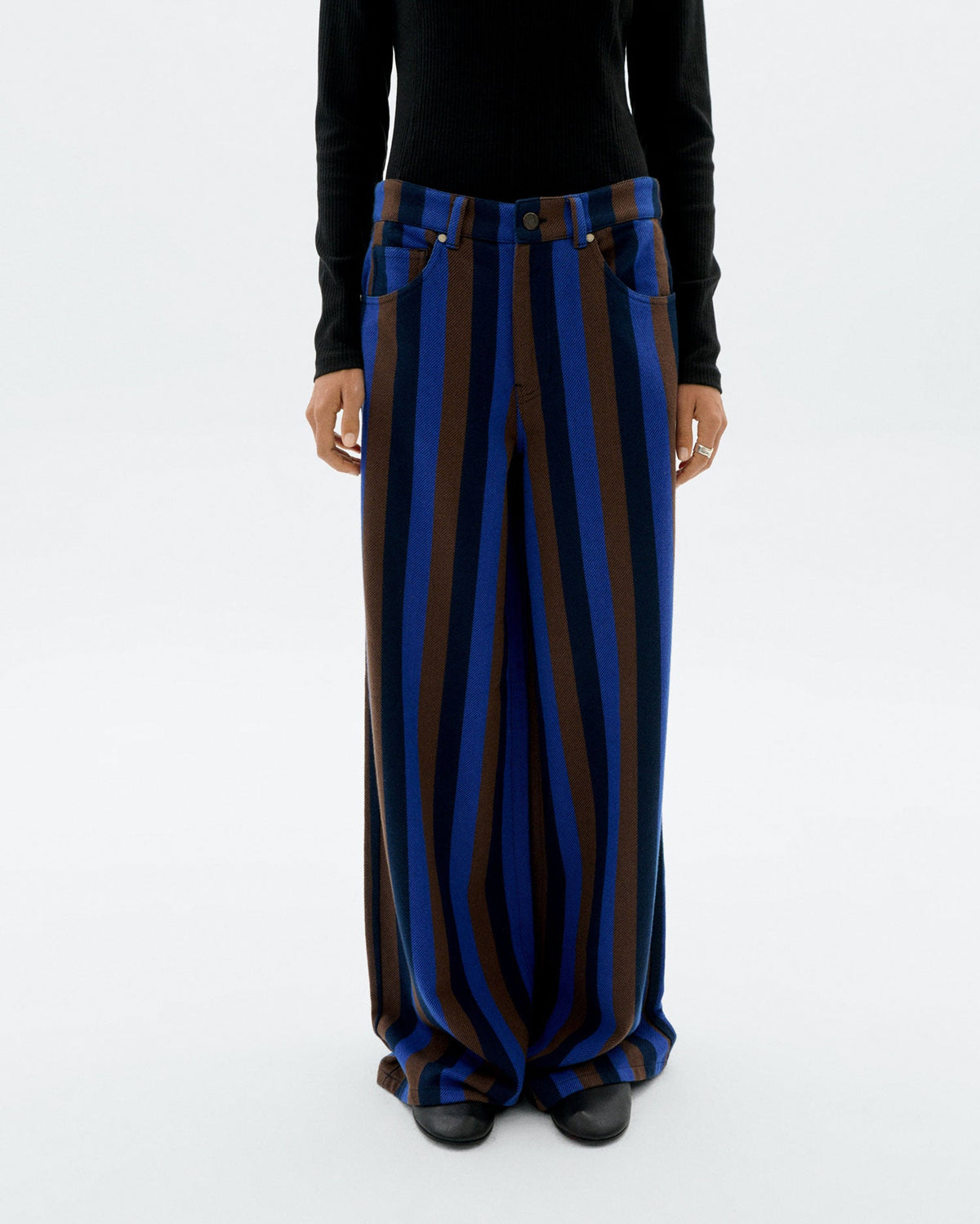 Hedda sustainable striped blue totenham wide leg trousers - 1