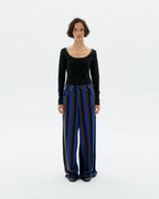 Hedda sustainable striped blue totenham wide leg trousers - 2