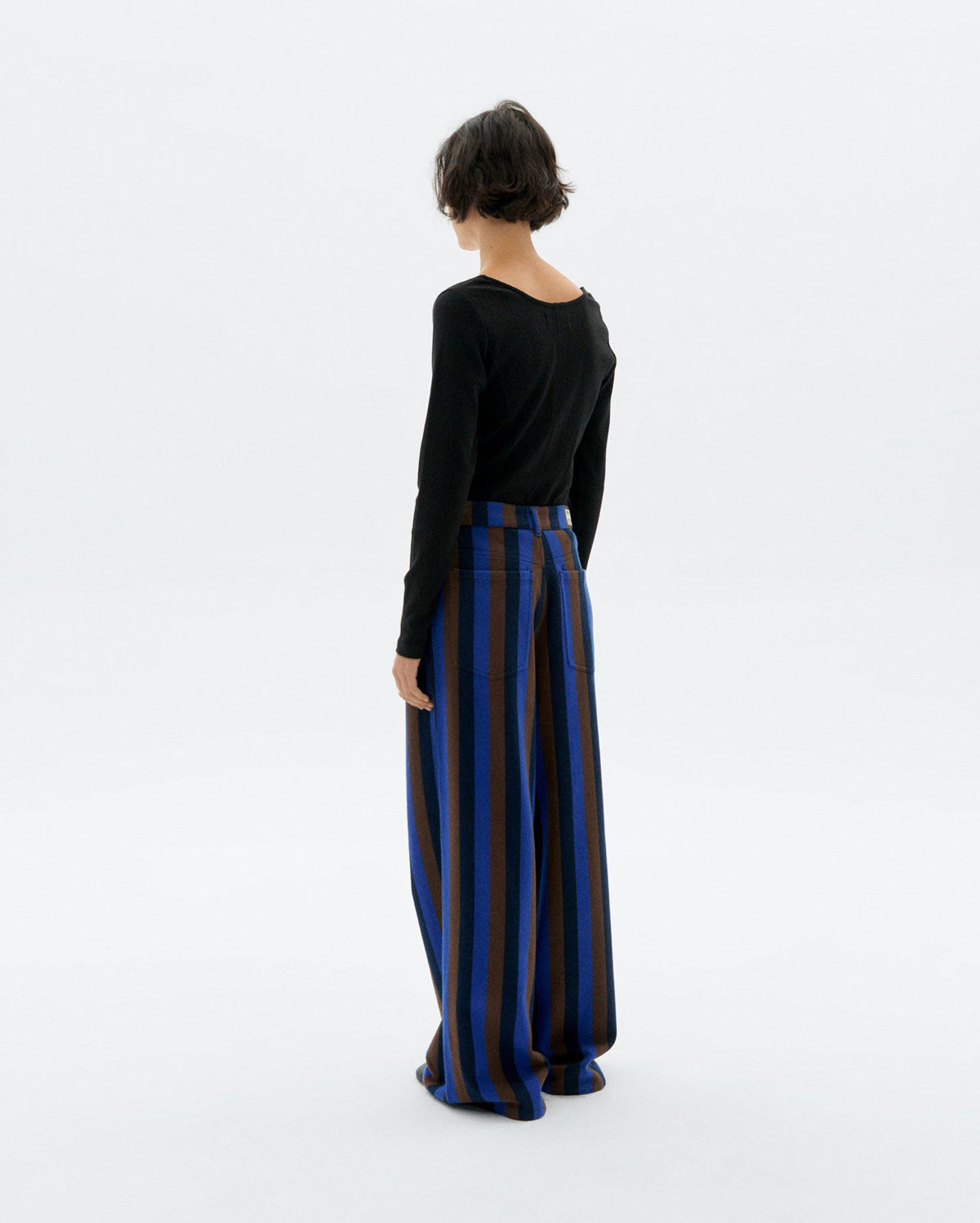 Hedda sustainable striped blue totenham wide leg trousers - 4