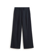Pantalón wide leg tiro bajo navy Pat sostenible silueta - 1