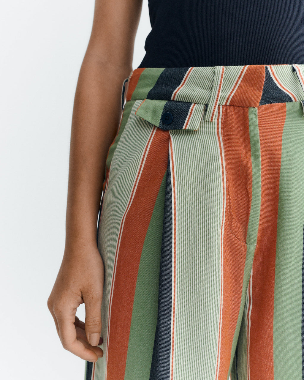 Pantalón wide leg tiro bajo rayas multicolor Pat sostenible - 3