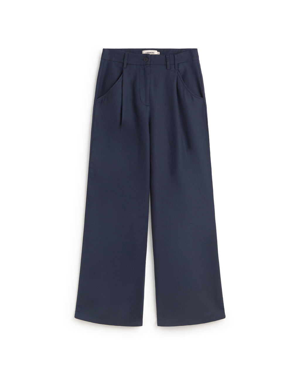 Blue hemp wide leg trousers Molly sustainable silhouette - 1