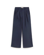 Blue hemp wide leg trousers Molly sustainable silhouette - 1