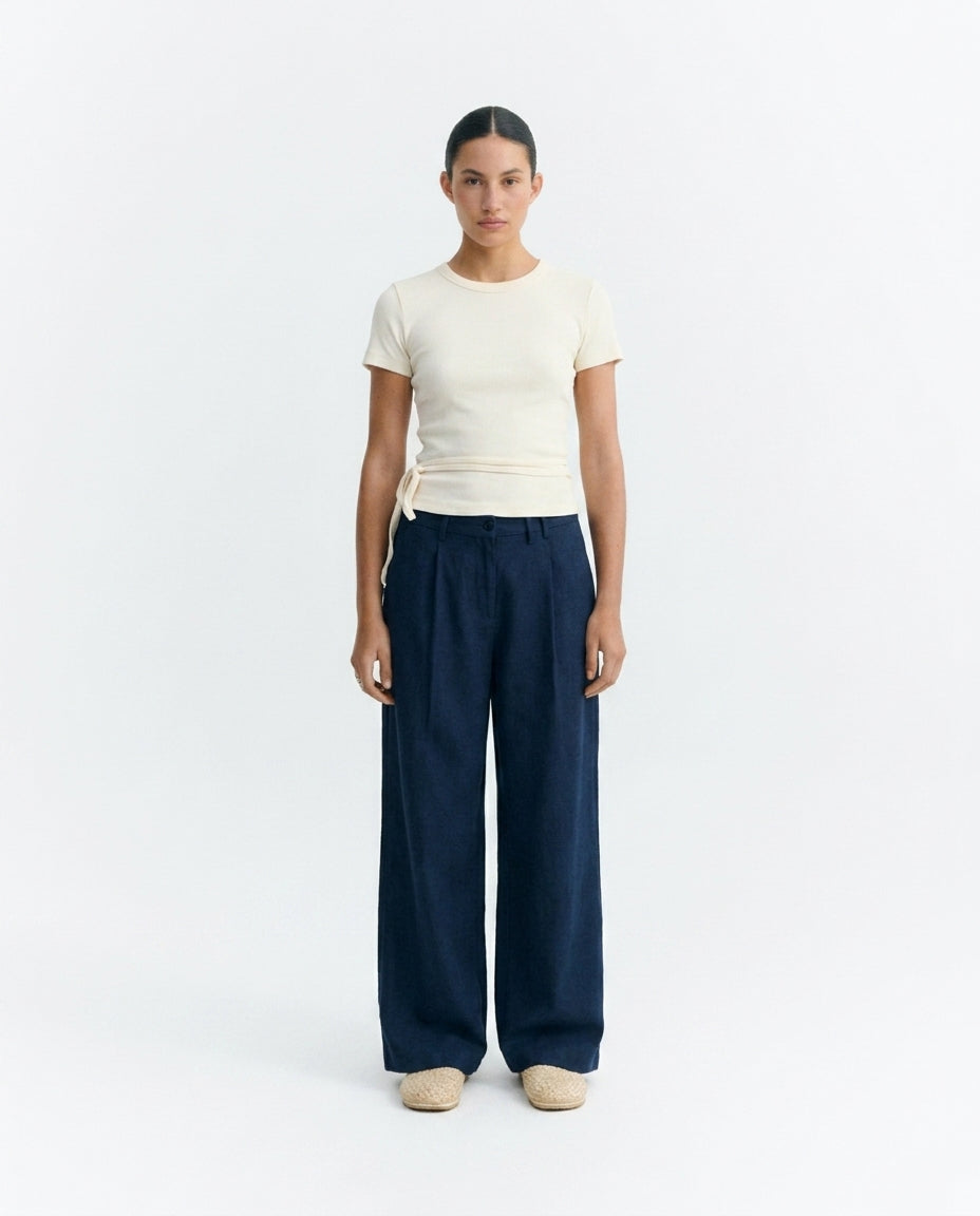 Wide leg blue hemp sustainable Molly trousers - 1.1