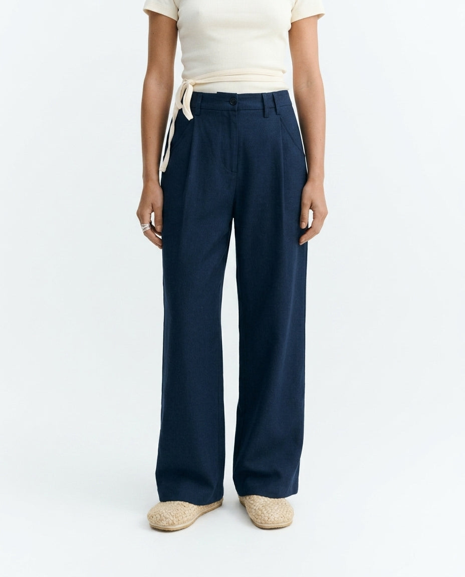 Blue hemp wide leg trousers Molly sustainable - 3.1
