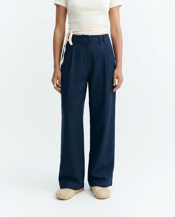 Trousers wide leg blue hemp Molly sostenible - 3.1