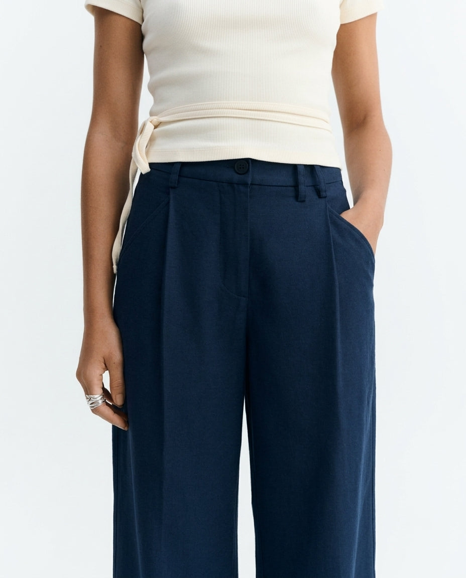 Sustainable blue hemp wide leg trousers Molly - 4.1